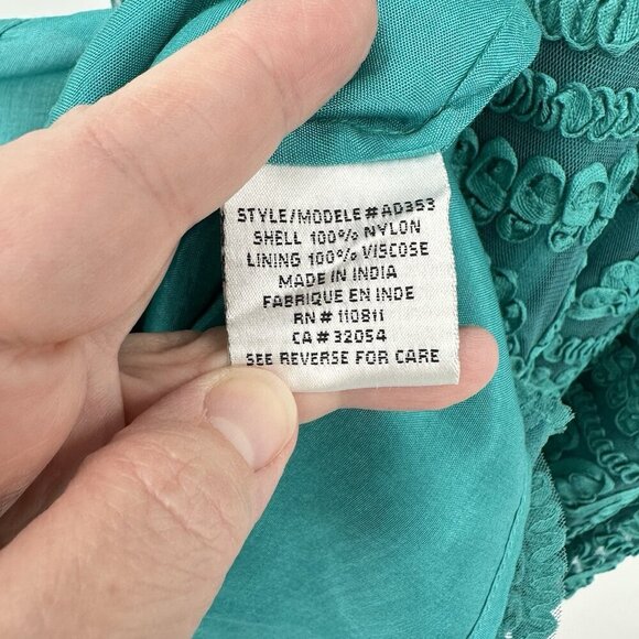 YOANA BARASCHI dress fit flare lace sheer mesh vintage inspired party green 4 - Picture 10 of 10